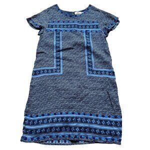 Vineyard Vines Size 6 Women's Blue & White Dot Pattern Linen Blend Shift Dress